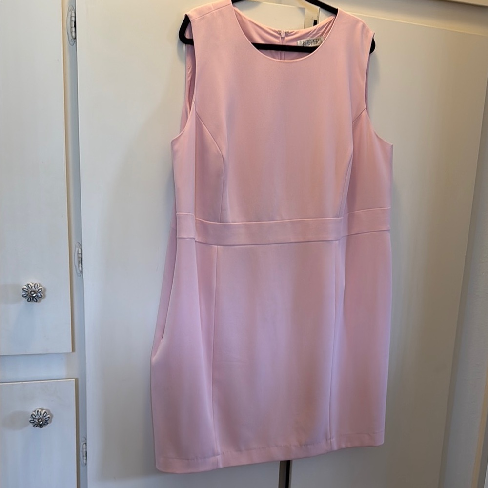 Kasper Pink Sheath Mini Dress Sleeveless Crew Neck